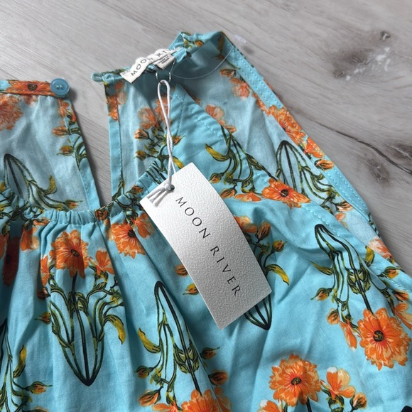 Moon River Mint Multi Maxi Dress Large Blue/Orange Nwt‎ - Picture 7 of 7